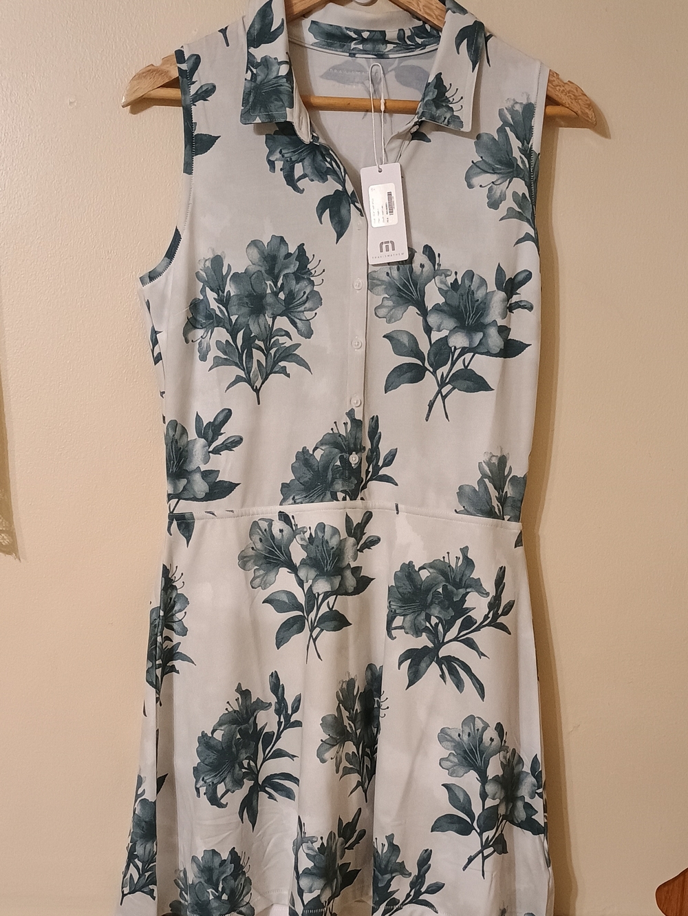TravisMathew Floral Sleeveless Golf Polo Dress Collar Shift Athletic NWT L